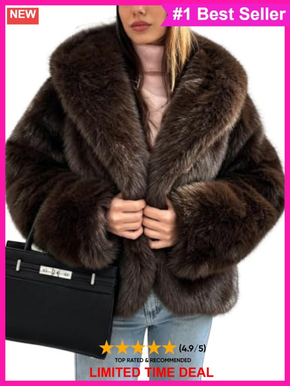 Faux Fur Hooded Cropped Winter Coat Fluffy Shaggy Jacket